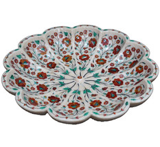 18&quot; Decorative Marble Bowl Carnelian Mosaic-Inlay Stone Dura Home Decor.... - £1,632.35 GBP