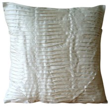 Ivory Textured Pintucks 16&quot;x16&quot; Silk Pillows Cover, Ivory Beauty - $481.59 MXN+