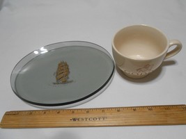 Godiva Belgium 1926 8 oz cup  &amp; Down Easter W R Grace glass plate dish Vtg lot - £9.18 GBP