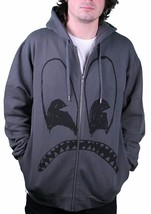 WeSC Triste Monster Zip Felpa con Cappuccio Scuro Grigio Ombra Nwt - $33.95