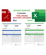 Invoice Template - Professional Excel and PDF Formats - 2 versions invoi... - $5.00