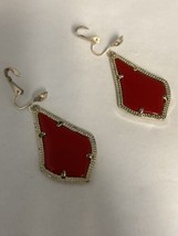 George Fuller Clip On Sterling Silver Drop Earrings Red Lacquer Triangle... - £19.42 GBP