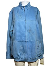 New Alfred Dunner Jacket Women&#39;s L 14 Large Blue Zip Fleece Comfortable ... - £19.31 GBP