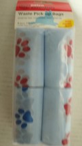 Petco Essentials Bags on a Roll 120ct in Blue With Dog&#39;s Paw Prints Red,... - $7.69