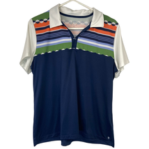 Izod Golf Short Sleeve Split Neck Collared Shirt Blue Stretch Women Size... - £7.97 GBP