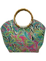 The Bag Lady - Mudpie Paisley beach tote bag with bamboo handles - $14.73