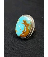 Vintage Turquoise &amp; Sterling Silver Native American Southwestern Ring Si... - $913.81 MXN