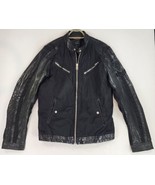 Diesel Jacket Womens Large Black Leather Utility Zipper Patch Biker Moto... - £138.05 GBP