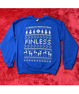 Finless Skateboard Christmas Blue Crewneck Sweatshirt Gildan Heavy Blend... - £22.89 GBP