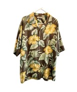 Tommy Bahama 100% Silk Floral Leaves Pineapple Brown Wooden Buttons Men ... - $37.33 CAD