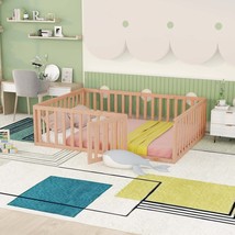 Full Size Natural Wood Daybed Frame with Fence for Bedroom - $304.99