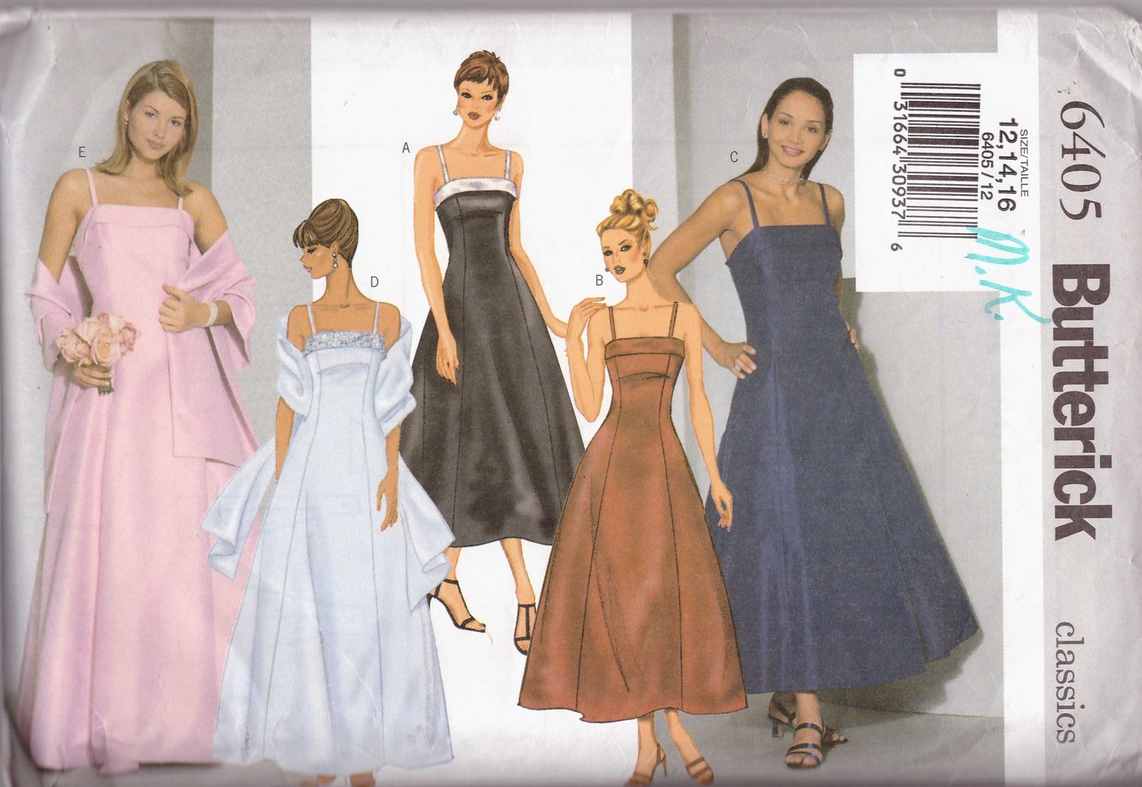Butterick Sewing Pattern 6405 Misses Evening Dress Formal Gown Sz 12 14 16 Used - $12.98