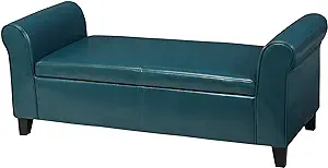 Christopher Knight Home Hayes Armed PU Storage Bench, Teal 50x19.75x20.5... - $303.99