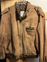 American Weekend Vintage Men’s 44 XL Brown Suede Leather Long Sleeve Zip... - £55.48 GBP