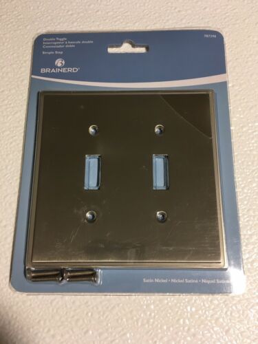 3 • BRAINERD Simple Step 2-Gang Toggle Switch Wall Plate ~ Satin Nickel ~ 787398 - £23.23 GBP