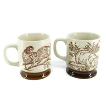 Vintage Animal Mugs Japan Coffee Cups Monkey Hippopotamus Hippo Jungle 2 STAMPED - £24.00 GBP