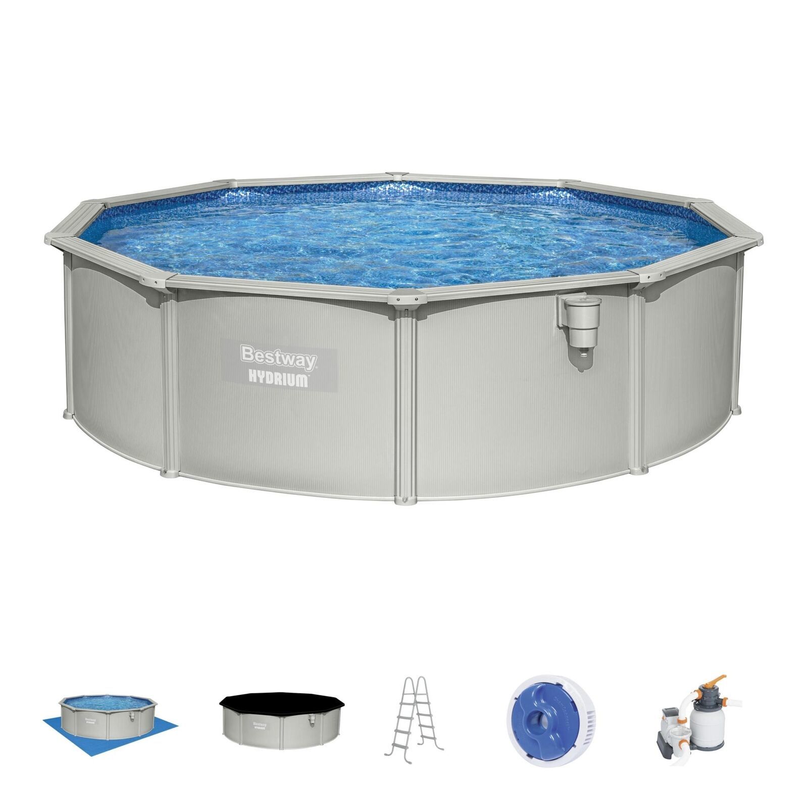 Primary image for Bestway Hydrium 15' x 48" Round Steel Wall Above Ground Swimming Pool Set, Gray