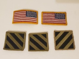 US Army Uniform Patch Lot Of 5 (2) Reverse American Flag / (3) 3rd Infantry  - £10.51 GBP