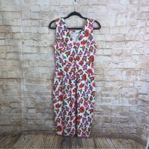 Vintage 90s Adrienne Vittadini Floral Button Back Midi Shift Dress Size 8 - £37.98 GBP