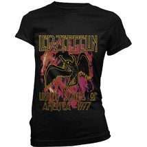Ladies Led Zeppelin Black Flames Official Tee T-Shirt Womens Girls - £26.90 GBP