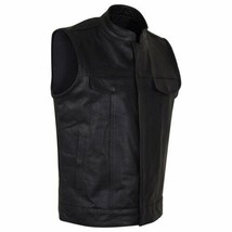 Motorcycle Leather Vest SOA Style Zipper Snap Closure Biker Apparel Club... - £93.25 GBP+