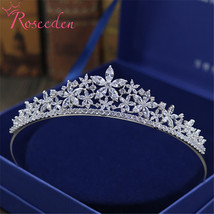 Sparkling Full Cubic Zircon Bride Wedding Tiaras for Women Princess CZ Crown Dia - £23.31 GBP