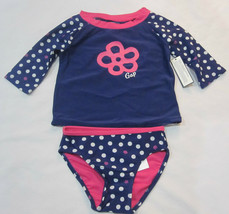 BABY GAP Girls Blue Polka Dot Rashguard Bathing Swimsuit 3T  - $22.99