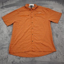 Field Stream Shirt Mens M Orange Short Sleeve Spread Collar Zip Pocket Button Up - £20.38 GBP
