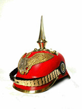 Red German Pickelhaube Helmet | Leather Pickelhauben Imperial Prussian Helmet - £94.71 GBP