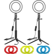 Ring Light lighting kit 6&quot; adjustable LED rings 2 pack w/ tripod &amp; color... - £29.03 GBP