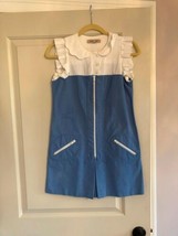 See by Chloe Sky Blue Dress White Peter Pan Collar Detail SZ 2 Made in Italy - £70.66 GBP
