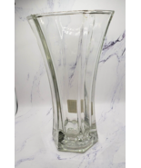 Hoosier Glass Clear Flared Hexagon Vintage 9 Inch Tall Collectible Vase - $9.89