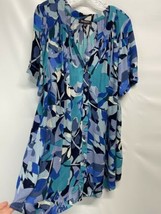 Roaman’s Tunic Blouse Mini Dress Blue Watercolor’s Great Over Leggings E... - £17.63 GBP