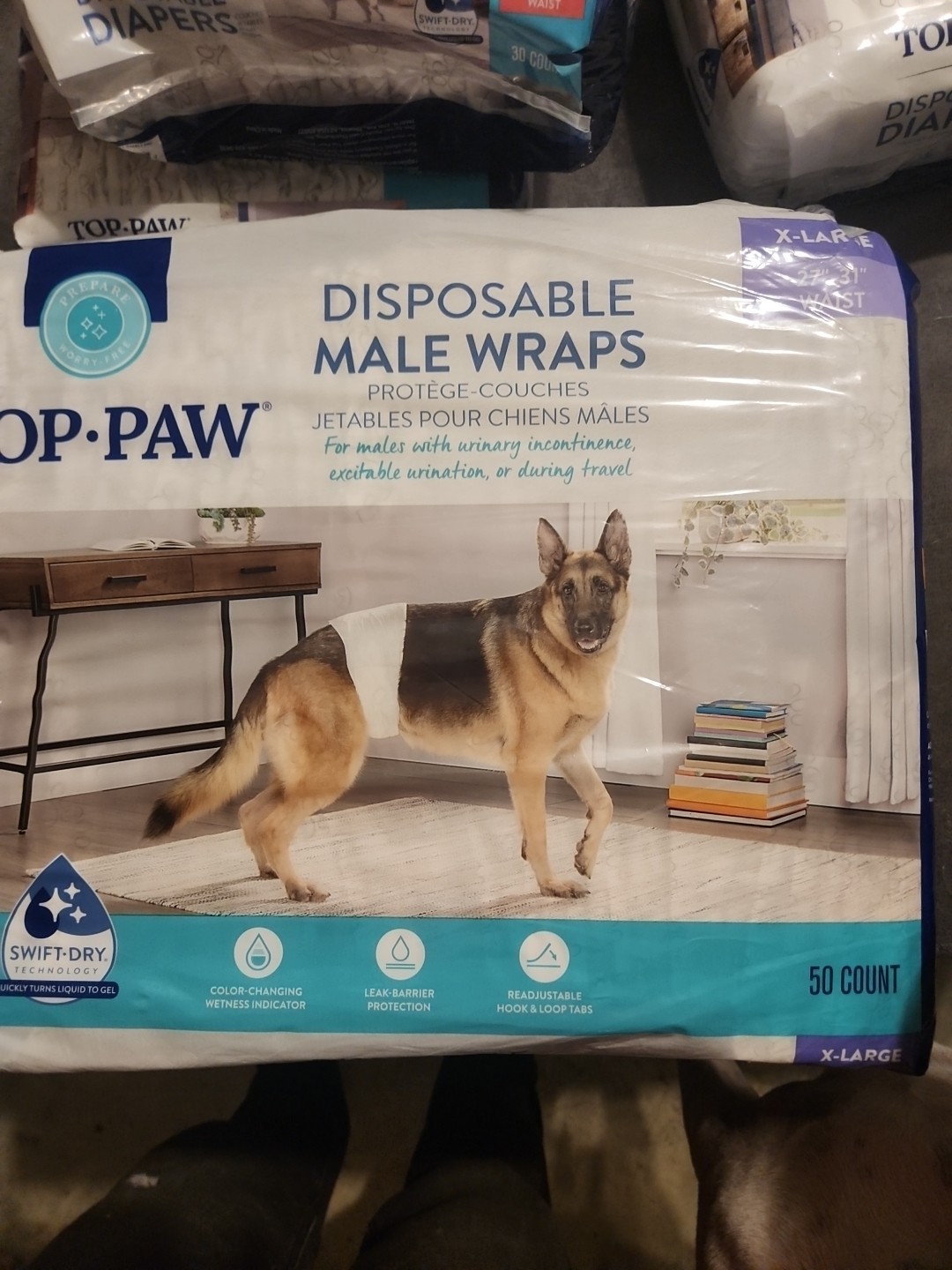 Top Paw Disposable Male Wraps/DiapersOpen Pk 47-49 Only Size XLarge 27-3... - $16.83