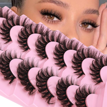 Mink Lashes Wispy Cat Eye Lashes Full 6D Volume False Eyelashes 16MM Thi... - $12.45