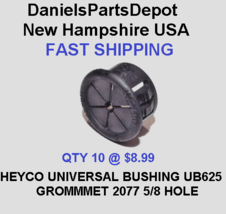 x10 Ub 625 2077 5/8&quot; Hole Heyco Blk Nylon Universal Bushing Cable Grommet Usa - £7.10 GBP