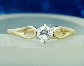1/4ct Diamond Solitaire Engagement Ring REAL Solid 14 k Yellow Gold 1.4 g Size 5 - £391.19 GBP