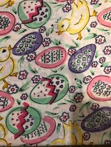 Hancock Fabrics Rainbow Pastel Spring Easter Eggs Floral Chicks OOP 44&quot; by 36” - £6.05 GBP