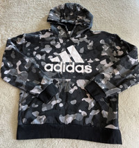 Adidas Boys Black White Gray Camouflage Long Sleeve Hoodie XL 18-20 - $14.70