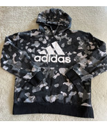 Adidas Boys Black White Gray Camouflage Long Sleeve Hoodie XL 18-20 - $277.40 MXN