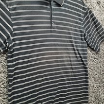 Nike Golf Shirt Men Medium Black Stripe Polo Rugby Swoosh Collared Top - $16.67