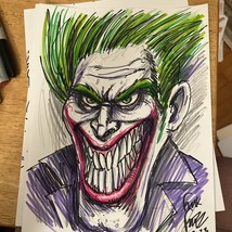 Original Joker  comic art drawing By Frank Forte sketches DC Comics Batman - £37.28 GBP