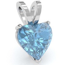 Blue Topaz Heart Solitaire Pendant In 14k White Gold - £179.04 GBP
