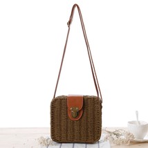 YoReAi New Rattan Box Straw  Bag Women Bohemia Summer Sandy Beach Square For Lad - £51.68 GBP