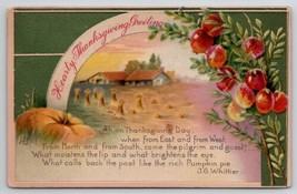 Thanksgiving Greetings Poem By JG Whittier Country Scene Postcard K29 - £6.25 GBP