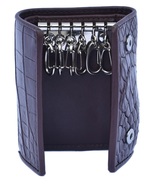 Real Dark Brown Button Closure Sterling Crocodile Leather Stylish Key Wa... - $3,364.56 MXN