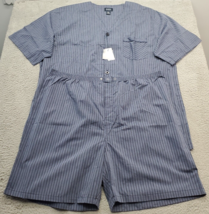 Harbor Bay Pajama Set Mens 2XLT Multi Striped Short Sleeve V Neck Button... - £21.46 GBP