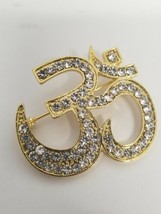 Stunning Diamonte Gold Plated OM Hindu Religious Brooch Broach Cake Pin Gift - £11.59 GBP