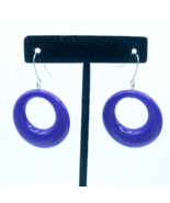 Purple Hoop Circle Earrings Plastic Fish Hook French Wire 1-1/2&quot; Fashion - $1.36 CAD