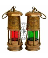 Set Of 2 Antique Brass Minor Lamp Vintage Nautical Ship Boat Light Lante... - £39.29 GBP